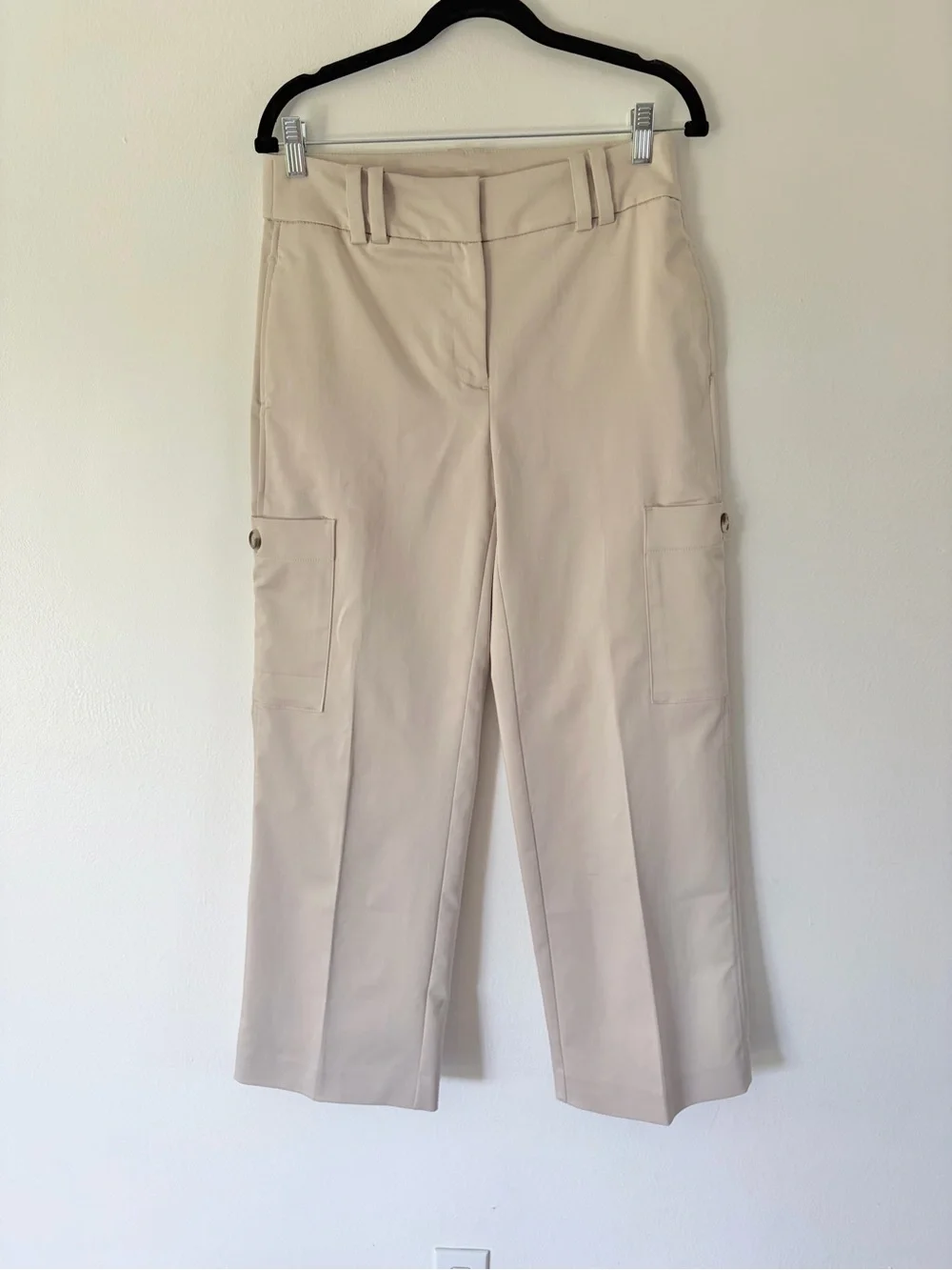 Chico’s Fly Front Sateen Cargo Pant In Smokey Taupe Size 4 NWT